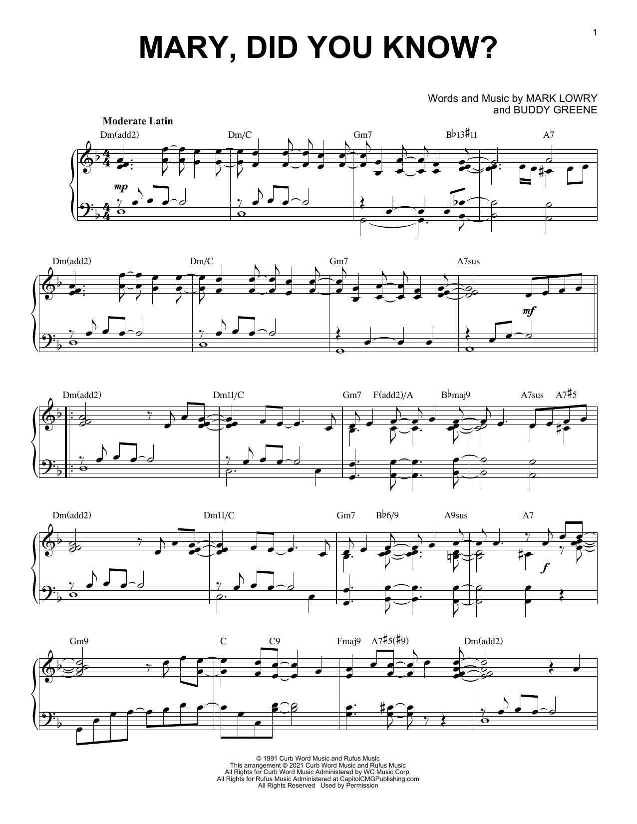 Mary Did You Know Jazz Version Arr Brent Edstrom Sheet Music By