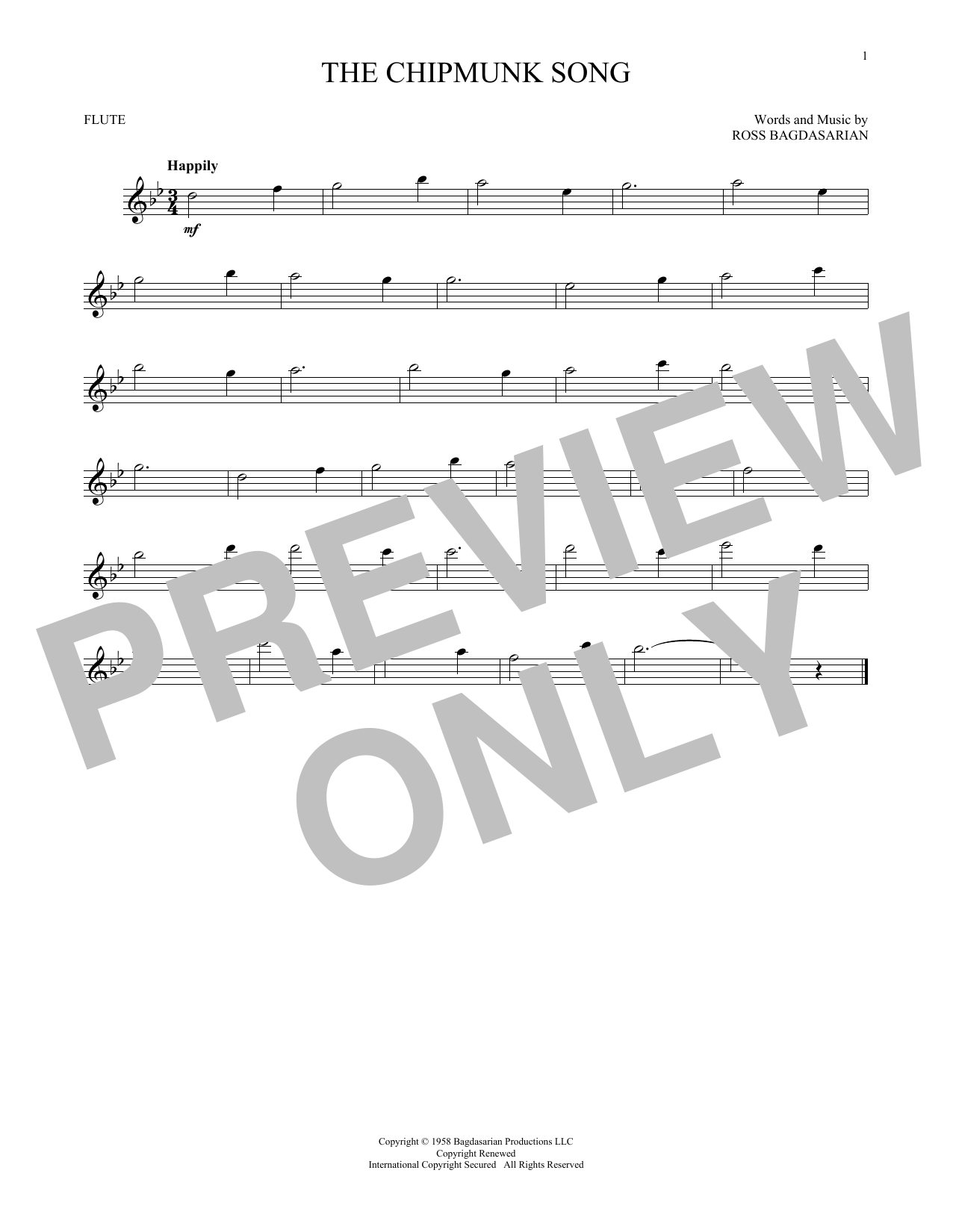 Ross Bagdasarian The Chipmunk Song Sheet Music Pdf Notes Chords