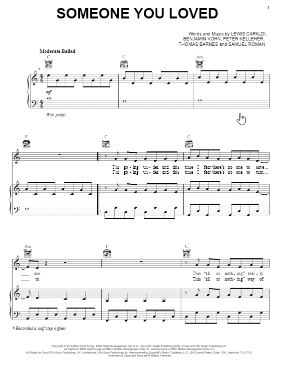 How to play Someone You Loved Sheet Music by Lewis Capaldi