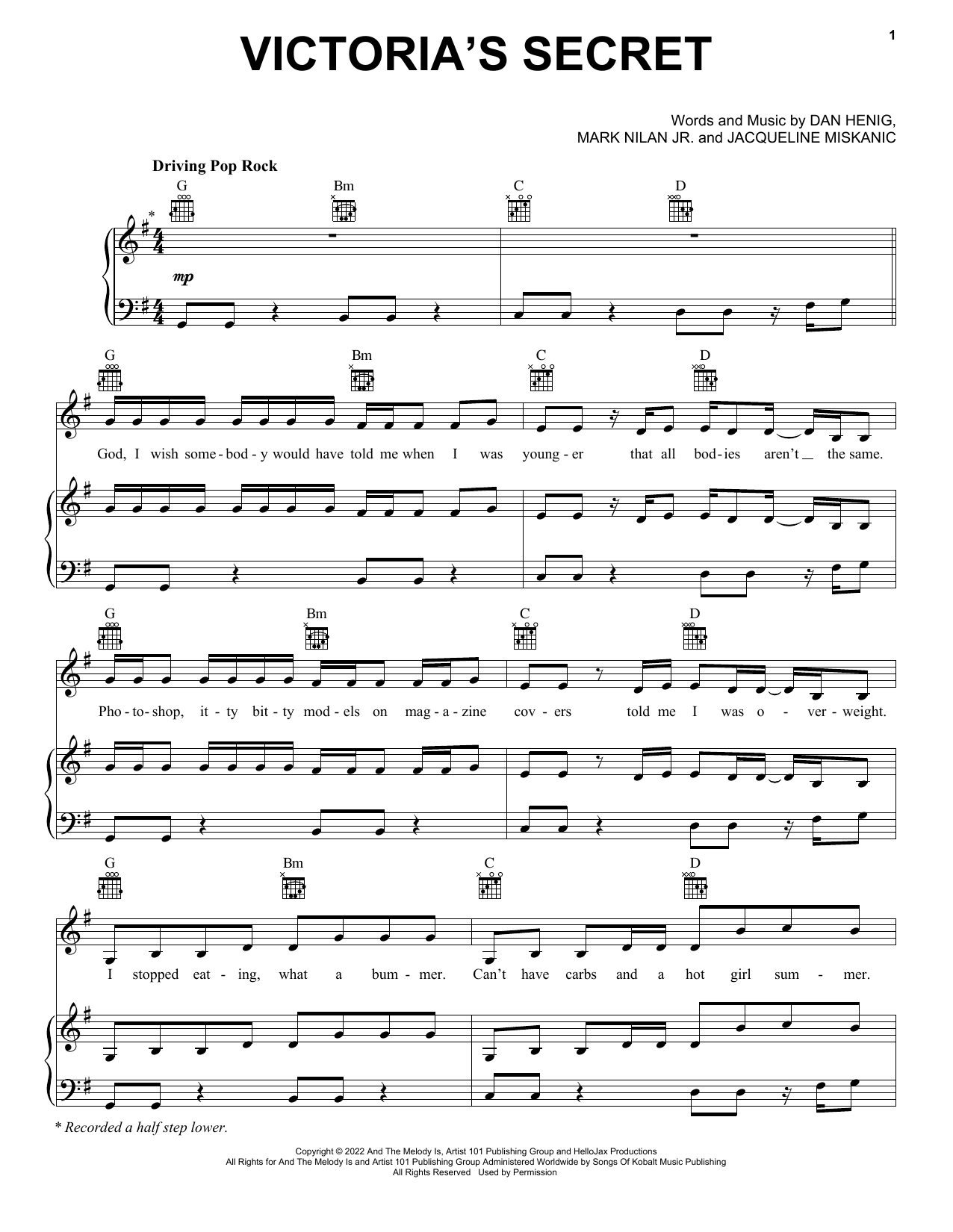 Jax Victoria's Secret Sheet Music