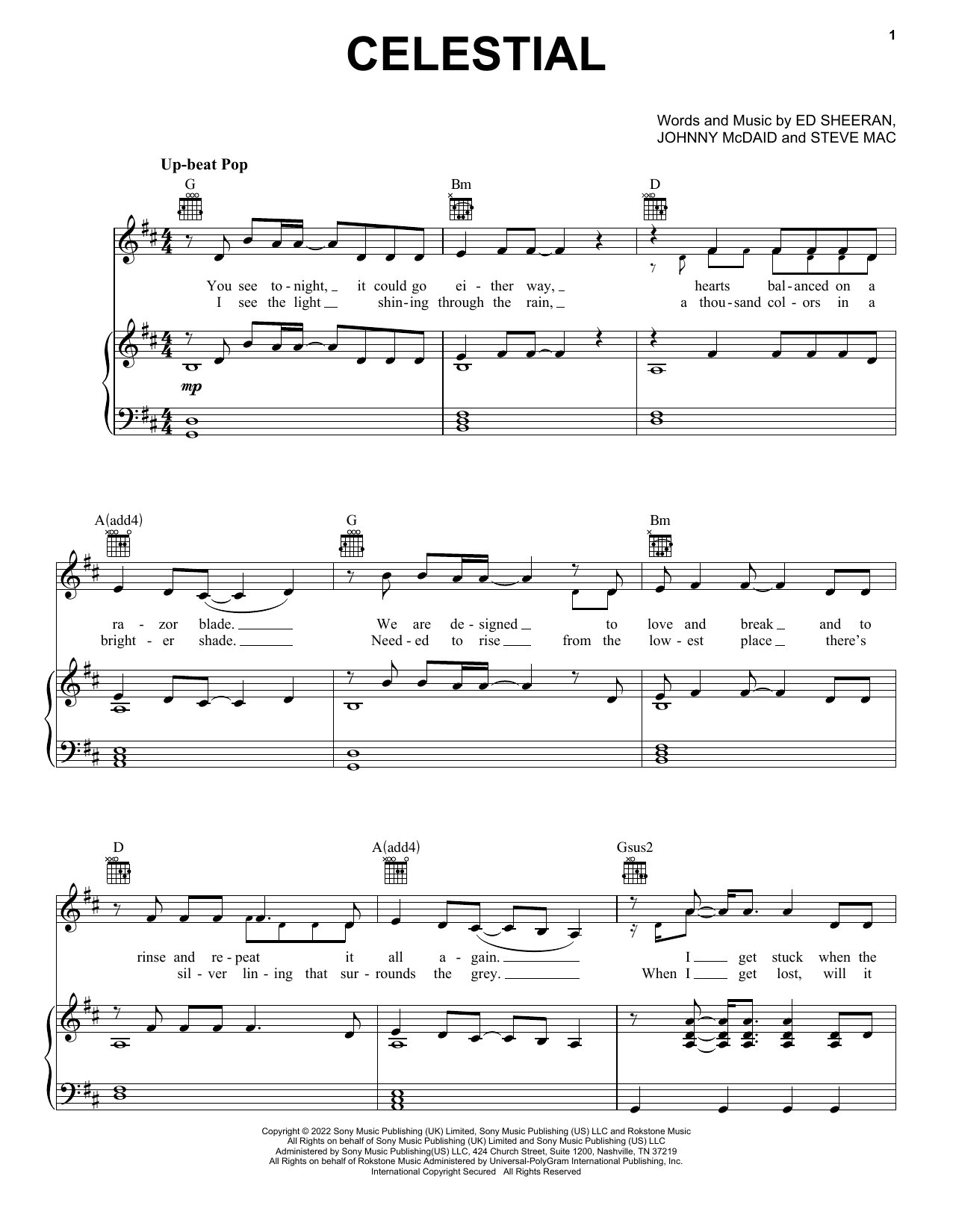 Ed Sheeran Celestial Sheet Music