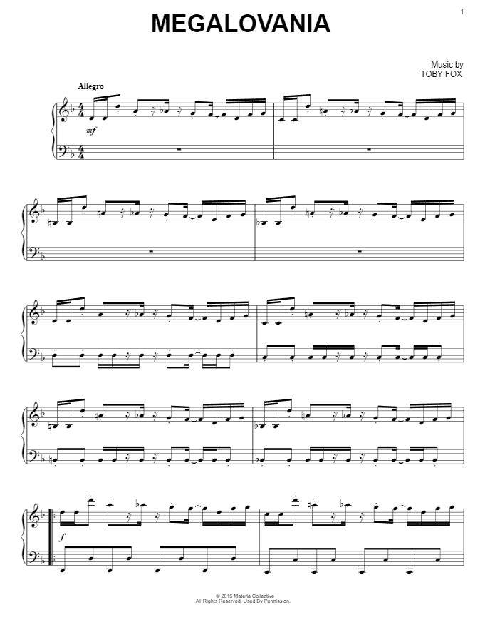 Toby Fox Megalovania Piano Sheet Music