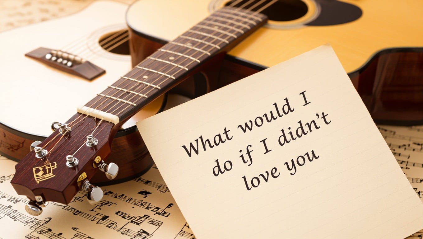 Handwritten lyric “What would I do if I didn’t love you” with guitar