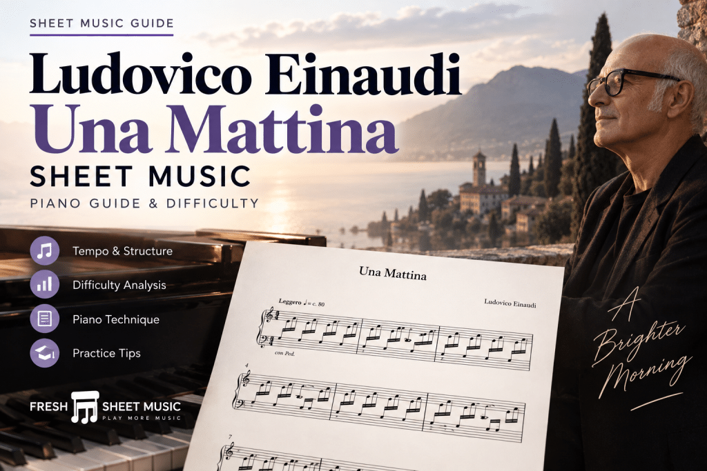 Ludovico Einaudi Una Mattina sheet music piano guide with difficulty, tempo, pedal and practice tips