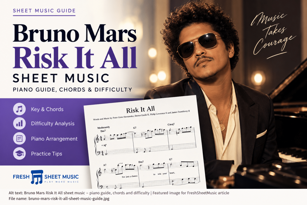 Bruno Mars Risk It All sheet music piano guide with chords, difficulty analysis and practice tips
