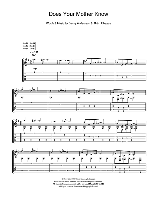 Preview ABBA Does Your Mother Know Pop sheet music, notes and chords for Guitar, SKU: 101718 sheet music, piano notes, chords, guitar tabs, score, transpose, transcribe, how to play, guide, download, learn, tutorial, progression, song, artist, awards, billboard, mtv, vh1, tour, single, album, release