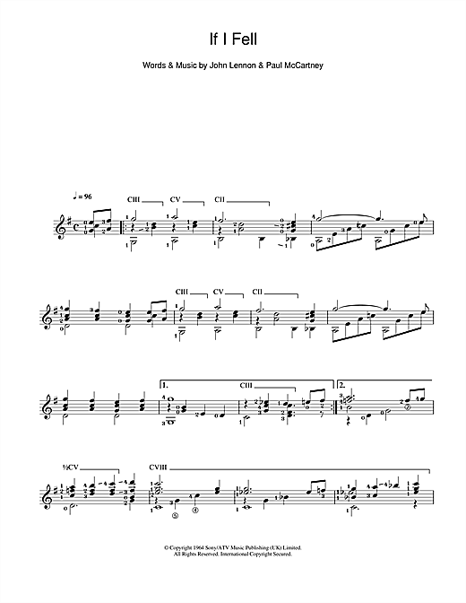 Preview The Beatles If I Fell sheet music, notes and chords The Beatles, If I Fell, Guitar, sheet music, piano notes, chords, guitar tabs, score, transpose, transcribe, how to play, guide, download, learn, tutorial, progression, song, artist, awards, billboard, mtv, vh1, tour, single, album, release