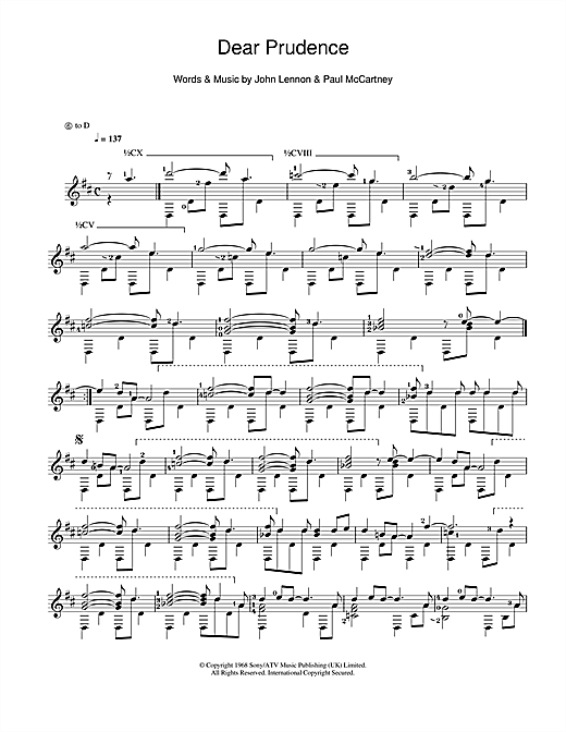 Preview The Beatles Dear Prudence Pop sheet music, notes and chords for Guitar, SKU: 104534 sheet music, piano notes, chords, guitar tabs, score, transpose, transcribe, how to play, guide, download, learn, tutorial, progression, song, artist, awards, billboard, mtv, vh1, tour, single, album, release