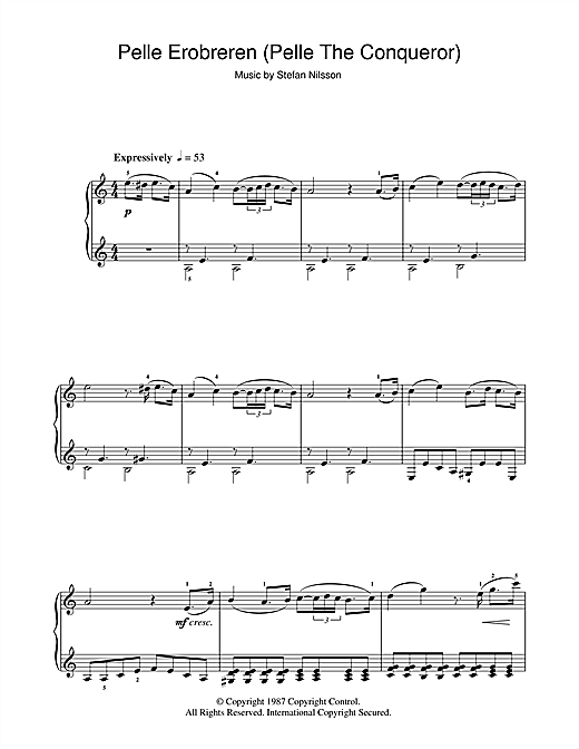 Preview Stefan Nilsson Pelle The Conqueror (Pelle Erobreren) Film and TV sheet music, notes and chords for Piano, SKU: 104732 sheet music, piano notes, chords, guitar tabs, score, transpose, transcribe, how to play, guide, download, learn, tutorial, progression, song, artist, awards, billboard, mtv, vh1, tour, single, album, release