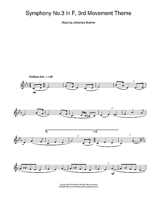 Preview Johannes Brahms Symphony No. 3 In F Major (3rd movement: Poco allegretto) Classical sheet music, notes and chords for Alto Saxophone, SKU: 104880 sheet music, piano notes, chords, guitar tabs, score, transpose, transcribe, how to play, guide, download, learn, tutorial, progression, song, artist, awards, billboard, mtv, vh1, tour, single, album, release
