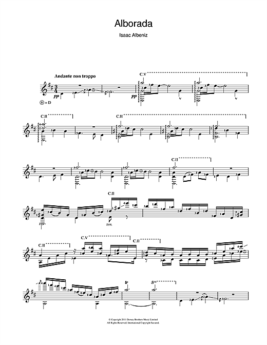 Preview Isaac Albeniz Alborada Classical sheet music, notes and chords for Guitar, SKU: 111413 sheet music, piano notes, chords, guitar tabs, score, transpose, transcribe, how to play, guide, download, learn, tutorial, progression, song, artist, awards, billboard, mtv, vh1, tour, single, album, release