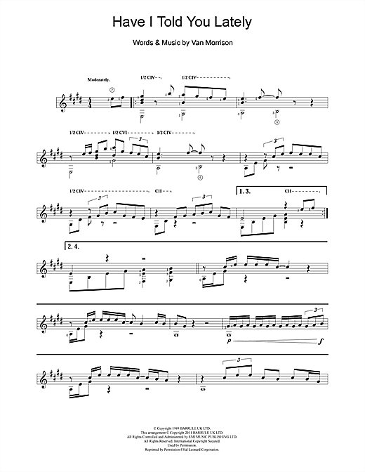 Preview Van Morrison Have I Told You Lately Pop sheet music, notes and chords for Guitar, SKU: 111903 sheet music, piano notes, chords, guitar tabs, score, transpose, transcribe, how to play, guide, download, learn, tutorial, progression, song, artist, awards, billboard, mtv, vh1, tour, single, album, release