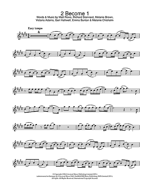 Preview The Spice Girls 2 Become 1 Pop sheet music, notes and chords for Alto Saxophone, SKU: 112859 sheet music, piano notes, chords, guitar tabs, score, transpose, transcribe, how to play, guide, download, learn, tutorial, progression, song, artist, awards, billboard, mtv, vh1, tour, single, album, release