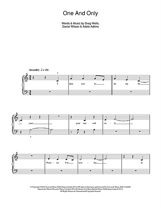 Preview Adele One And Only Pop sheet music, notes and chords for 5-Finger Piano, SKU: 112970 sheet music, piano notes, chords, guitar tabs, score, transpose, transcribe, how to play, guide, download, learn, tutorial, progression, song, artist, awards, billboard, mtv, vh1, tour, single, album, release