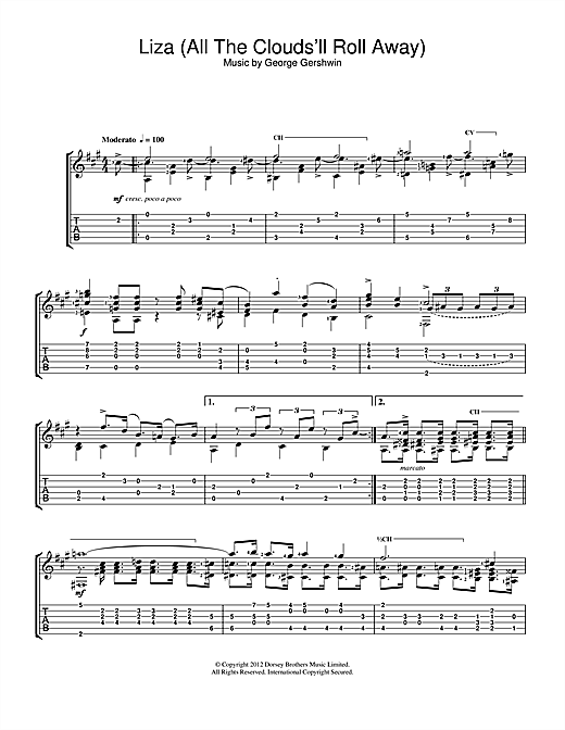 Preview Jerry Willard Liza (All The Clouds'll Roll Away) Jazz sheet music, notes and chords for Guitar, SKU: 114702 sheet music, piano notes, chords, guitar tabs, score, transpose, transcribe, how to play, guide, download, learn, tutorial, progression, song, artist, awards, billboard, mtv, vh1, tour, single, album, release