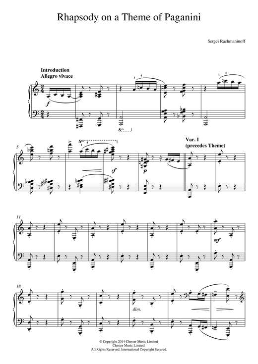 Preview Sergei Rachmaninoff Rhapsody on a Theme of Paganini Classical sheet music, notes and chords for Piano, SKU: 117658 sheet music, piano notes, chords, guitar tabs, score, transpose, transcribe, how to play, guide, download, learn, tutorial, progression, song, artist, awards, billboard, mtv, vh1, tour, single, album, release