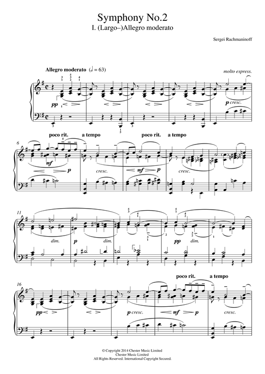 Preview Sergei Rachmaninoff Symphony No.2 - 1st Movement Classical sheet music, notes and chords for Piano, SKU: 117660 sheet music, piano notes, chords, guitar tabs, score, transpose, transcribe, how to play, guide, download, learn, tutorial, progression, song, artist, awards, billboard, mtv, vh1, tour, single, album, release