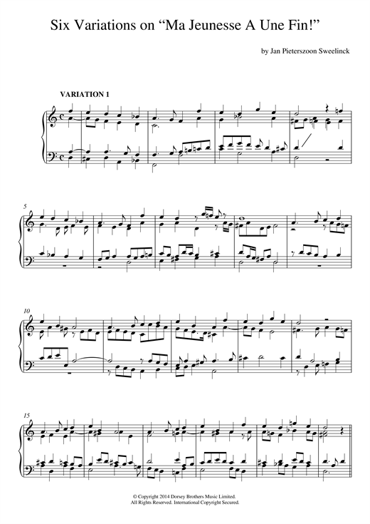 Preview Jan Pieterszoon Sweelinck 6 Variations On Ma Jeunesse A Une Fin! Baroque sheet music, notes and chords for Piano, SKU: 117943 sheet music, piano notes, chords, guitar tabs, score, transpose, transcribe, how to play, guide, download, learn, tutorial, progression, song, artist, awards, billboard, mtv, vh1, tour, single, album, release