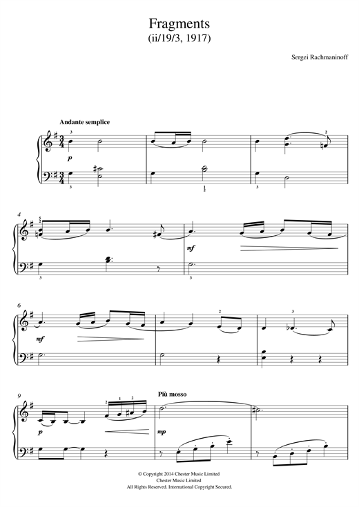 Preview Sergei Rachmaninoff Fragments (1917) Classical sheet music, notes and chords for Easy Piano, SKU: 118323 sheet music, piano notes, chords, guitar tabs, score, transpose, transcribe, how to play, guide, download, learn, tutorial, progression, song, artist, awards, billboard, mtv, vh1, tour, single, album, release