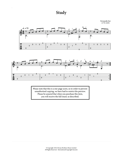 Preview Fernando Sor Study Classical sheet music, notes and chords for Guitar, SKU: 118583 sheet music, piano notes, chords, guitar tabs, score, transpose, transcribe, how to play, guide, download, learn, tutorial, progression, song, artist, awards, billboard, mtv, vh1, tour, single, album, release