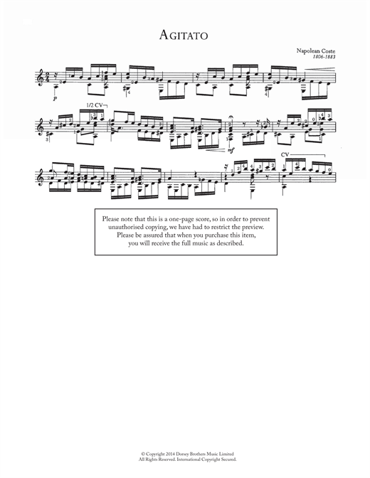 Preview Napoleon Coste Agitato Classical sheet music, notes and chords for Guitar, SKU: 118785 sheet music, piano notes, chords, guitar tabs, score, transpose, transcribe, how to play, guide, download, learn, tutorial, progression, song, artist, awards, billboard, mtv, vh1, tour, single, album, release