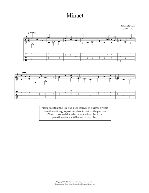 Preview Johann Philipp Krieger Minuet Classical sheet music, notes and chords for Guitar, SKU: 118861 sheet music, piano notes, chords, guitar tabs, score, transpose, transcribe, how to play, guide, download, learn, tutorial, progression, song, artist, awards, billboard, mtv, vh1, tour, single, album, release