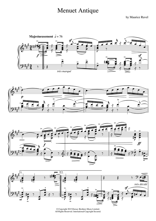 Preview Maurice Ravel Menuet Antique Post-1900 sheet music, notes and chords for Piano, SKU: 120561 sheet music, piano notes, chords, guitar tabs, score, transpose, transcribe, how to play, guide, download, learn, tutorial, progression, song, artist, awards, billboard, mtv, vh1, tour, single, album, release