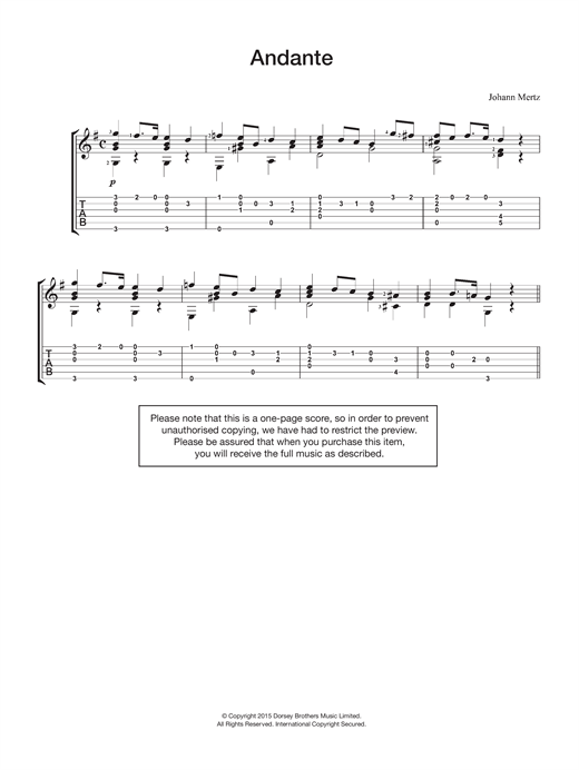 Preview Johann Kaspar Mertz Andante Classical sheet music, notes and chords for Guitar, SKU: 121817 sheet music, piano notes, chords, guitar tabs, score, transpose, transcribe, how to play, guide, download, learn, tutorial, progression, song, artist, awards, billboard, mtv, vh1, tour, single, album, release