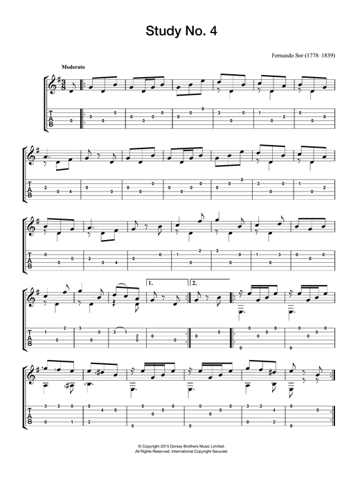 Preview Fernando Sor Study No. 4 Classical sheet music, notes and chords for Guitar, SKU: 121822 sheet music, piano notes, chords, guitar tabs, score, transpose, transcribe, how to play, guide, download, learn, tutorial, progression, song, artist, awards, billboard, mtv, vh1, tour, single, album, release