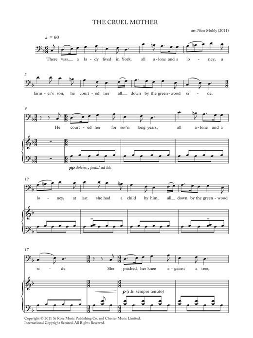 Preview Nico Muhly The Cruel Mother (from 'Four Traditional Songs') Classical sheet music, notes and chords for Baritone Horn, SKU: 122116 sheet music, piano notes, chords, guitar tabs, score, transpose, transcribe, how to play, guide, download, learn, tutorial, progression, song, artist, awards, billboard, mtv, vh1, tour, single, album, release