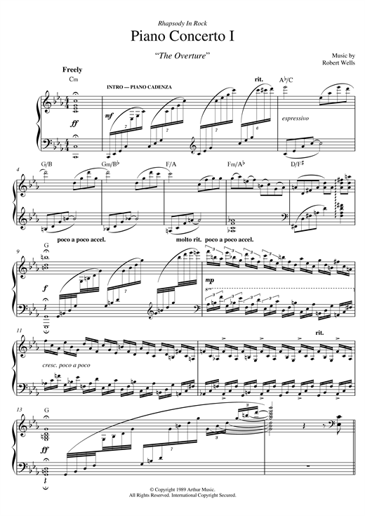 Preview Robert Wells Piano Concerto: I. The Overture Classical sheet music, notes and chords for Piano, SKU: 122145 sheet music, piano notes, chords, guitar tabs, score, transpose, transcribe, how to play, guide, download, learn, tutorial, progression, song, artist, awards, billboard, mtv, vh1, tour, single, album, release