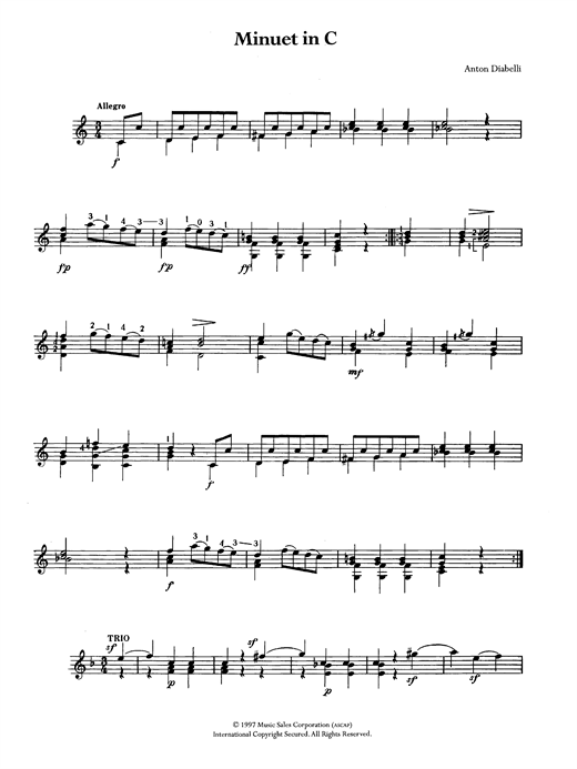 Preview Anton Diabelli Minuet In C Classical sheet music, notes and chords for Guitar, SKU: 122463 sheet music, piano notes, chords, guitar tabs, score, transpose, transcribe, how to play, guide, download, learn, tutorial, progression, song, artist, awards, billboard, mtv, vh1, tour, single, album, release