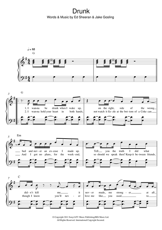 Preview Ed Sheeran Drunk Pop sheet music, notes and chords for Easy Piano, SKU: 122615 sheet music, piano notes, chords, guitar tabs, score, transpose, transcribe, how to play, guide, download, learn, tutorial, progression, song, artist, awards, billboard, mtv, vh1, tour, single, album, release