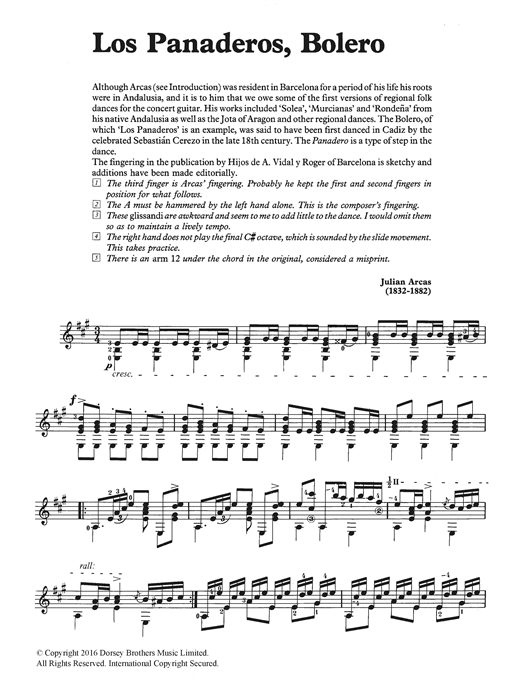 Preview Julian Arcas Los Panaderos, Bolero Classical sheet music, notes and chords for Guitar, SKU: 122983 sheet music, piano notes, chords, guitar tabs, score, transpose, transcribe, how to play, guide, download, learn, tutorial, progression, song, artist, awards, billboard, mtv, vh1, tour, single, album, release