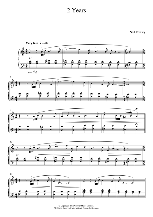 Preview Neil Cowley 2 Years Classical sheet music, notes and chords for Easy Piano, SKU: 124011 sheet music, piano notes, chords, guitar tabs, score, transpose, transcribe, how to play, guide, download, learn, tutorial, progression, song, artist, awards, billboard, mtv, vh1, tour, single, album, release