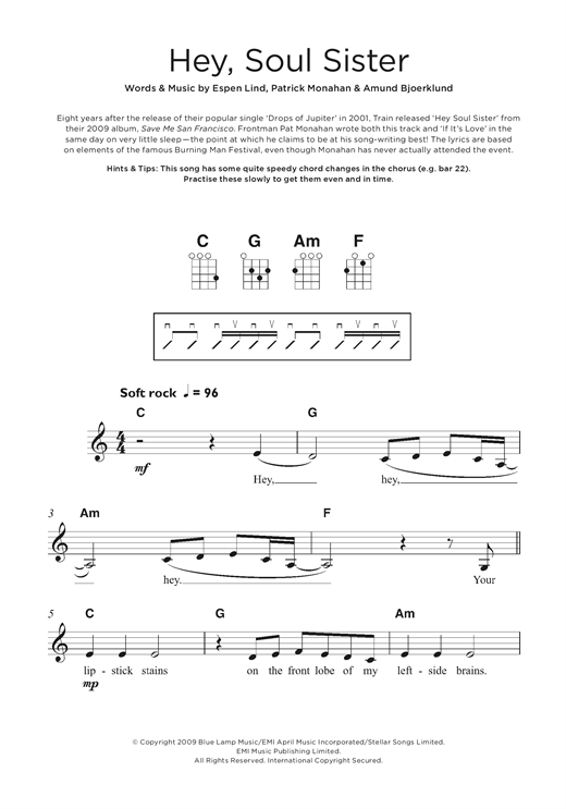 Train Hey Soul Sister Sheet Music Notes Chords Printable Pop Fascinating Hey Soul Sister Ukulele Strum Pattern Train Hey Soul Sister Sheet Music Notes Chords Printable Pop Fascinating Hey Soul Sister Ukulele Strum Pattern