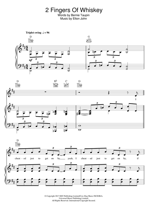 Preview Elton John and Jack White 2 Fingers Of Whiskey Pop sheet music, notes and chords for Piano, Vocal & Guitar (Right-Hand Melody), SKU: 124578 sheet music, piano notes, chords, guitar tabs, score, transpose, transcribe, how to play, guide, download, learn, tutorial, progression, song, artist, awards, billboard, mtv, vh1, tour, single, album, release
