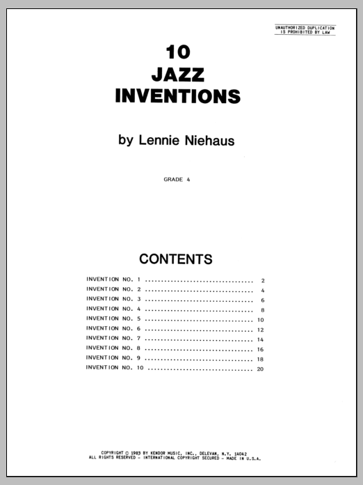 Preview Niehaus 10 Jazz Inventions Unclassified sheet music, notes and chords for Brass Ensemble, SKU: 124825 sheet music, piano notes, chords, guitar tabs, score, transpose, transcribe, how to play, guide, download, learn, tutorial, progression, song, artist, awards, billboard, mtv, vh1, tour, single, album, release