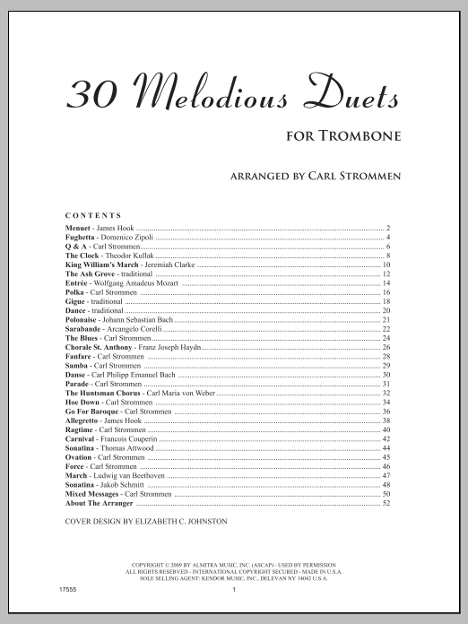 Preview Strommen 30 Melodious Duets Unclassified sheet music, notes and chords for Brass Ensemble, SKU: 124869 sheet music, piano notes, chords, guitar tabs, score, transpose, transcribe, how to play, guide, download, learn, tutorial, progression, song, artist, awards, billboard, mtv, vh1, tour, single, album, release