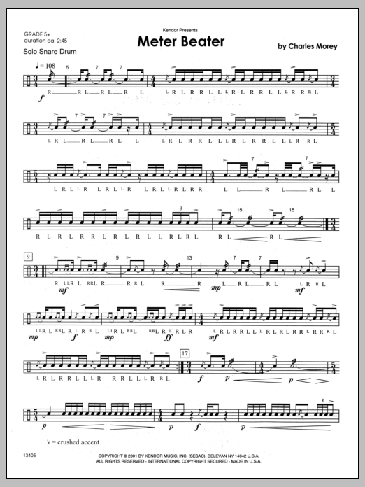 Learn to play Morey Meter Beater sheet music for Percussion Solo in minutes. Morey Meter Beater sheet music notes and chords