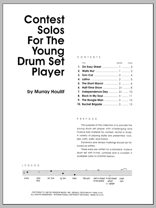 Learn to play Murray Houllif Contest Solos For The Young Drum Set Player sheet music for Percussion Solo in minutes. Murray Houllif Contest Solos For The Young Drum Set Player sheet music notes and chords