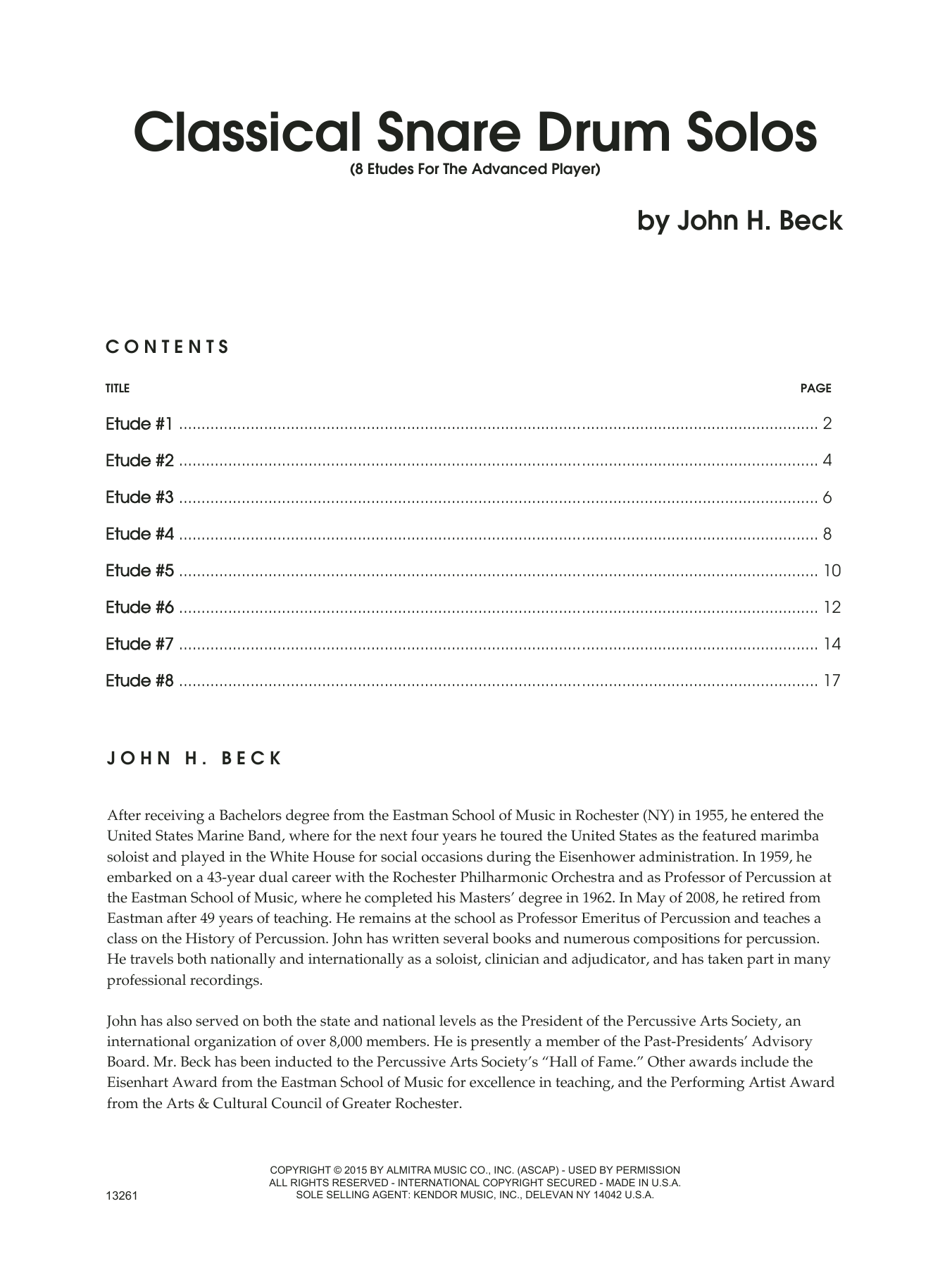 Preview John H. Beck Classical Snare Drum Solos (8 Etudes For The Advanced Player) Unclassified sheet music, notes and chords for Percussion, SKU: 125019 sheet music, piano notes, chords, guitar tabs, score, transpose, transcribe, how to play, guide, download, learn, tutorial, progression, song, artist, awards, billboard, mtv, vh1, tour, single, album, release