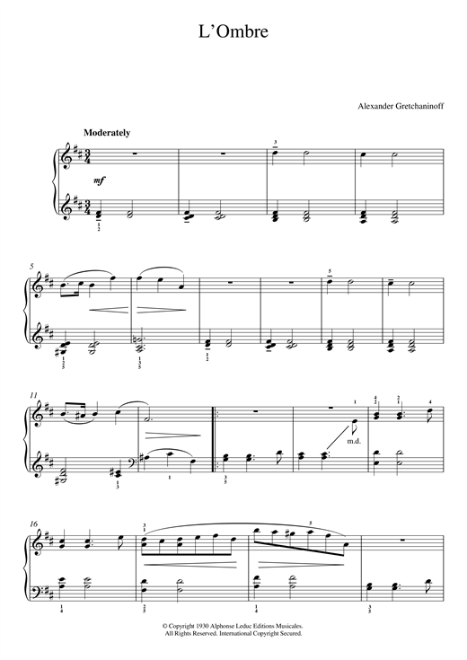 Preview Alexander Gretchaninoff L'Ombre (No. 4 from 'Historiettes') Classical sheet music, notes and chords for Piano, SKU: 125669 sheet music, piano notes, chords, guitar tabs, score, transpose, transcribe, how to play, guide, download, learn, tutorial, progression, song, artist, awards, billboard, mtv, vh1, tour, single, album, release