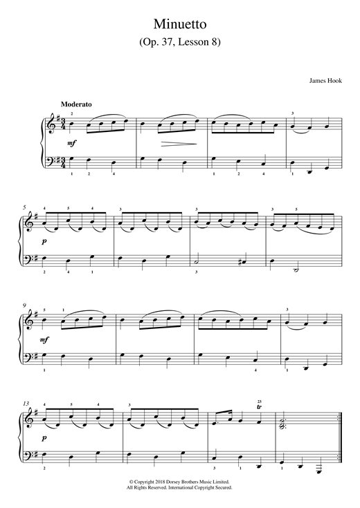 Preview James Hook Minuetto Op. 37, Lesson 8 Classical sheet music, notes and chords for Piano, SKU: 125671 sheet music, piano notes, chords, guitar tabs, score, transpose, transcribe, how to play, guide, download, learn, tutorial, progression, song, artist, awards, billboard, mtv, vh1, tour, single, album, release