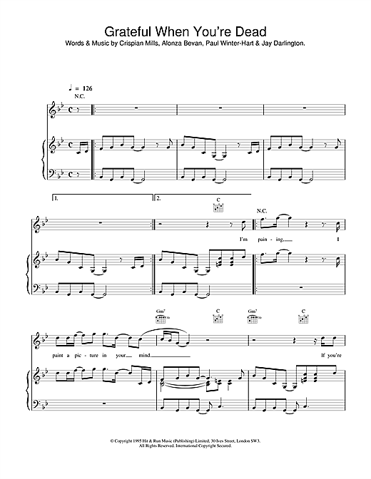 Preview Kula Shaker Grateful When You're Dead Rock sheet music, notes and chords for Piano, Vocal & Guitar (Right-Hand Melody), SKU: 13785 sheet music, piano notes, chords, guitar tabs, score, transpose, transcribe, how to play, guide, download, learn, tutorial, progression, song, artist, awards, billboard, mtv, vh1, tour, single, album, release