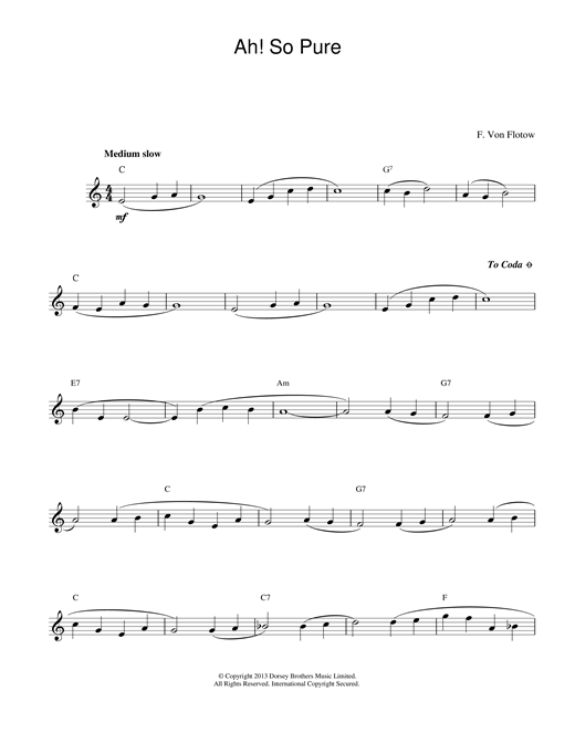 Preview Friedrich von Flotow Ah! So Pure Classical sheet music, notes and chords for Melody Line & Chords, SKU: 13920 sheet music, piano notes, chords, guitar tabs, score, transpose, transcribe, how to play, guide, download, learn, tutorial, progression, song, artist, awards, billboard, mtv, vh1, tour, single, album, release