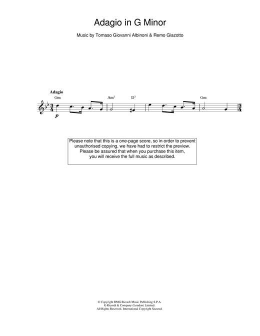 Preview Tomaso Albinoni Adagio in G Minor Classical sheet music, notes and chords for Melody Line & Chords, SKU: 13925 sheet music, piano notes, chords, guitar tabs, score, transpose, transcribe, how to play, guide, download, learn, tutorial, progression, song, artist, awards, billboard, mtv, vh1, tour, single, album, release