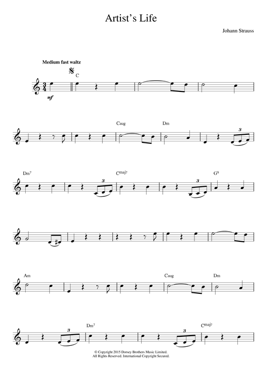 Preview Johann Strauss II Artist's Life Classical sheet music, notes and chords for Melody Line & Chords, SKU: 13951 sheet music, piano notes, chords, guitar tabs, score, transpose, transcribe, how to play, guide, download, learn, tutorial, progression, song, artist, awards, billboard, mtv, vh1, tour, single, album, release