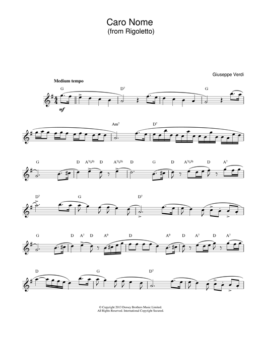 Preview Giuseppe Verdi Caro Nome (from Rigoletto) Classical sheet music, notes and chords for Melody Line & Chords, SKU: 13983 sheet music, piano notes, chords, guitar tabs, score, transpose, transcribe, how to play, guide, download, learn, tutorial, progression, song, artist, awards, billboard, mtv, vh1, tour, single, album, release