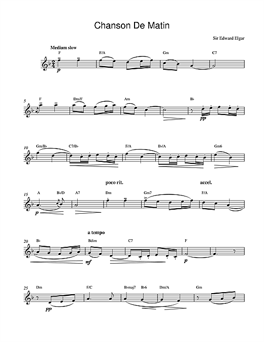 Preview Edward Elgar Chanson De Matin Opus 15, No. 2 Classical sheet music, notes and chords for Melody Line & Chords, SKU: 13985 sheet music, piano notes, chords, guitar tabs, score, transpose, transcribe, how to play, guide, download, learn, tutorial, progression, song, artist, awards, billboard, mtv, vh1, tour, single, album, release